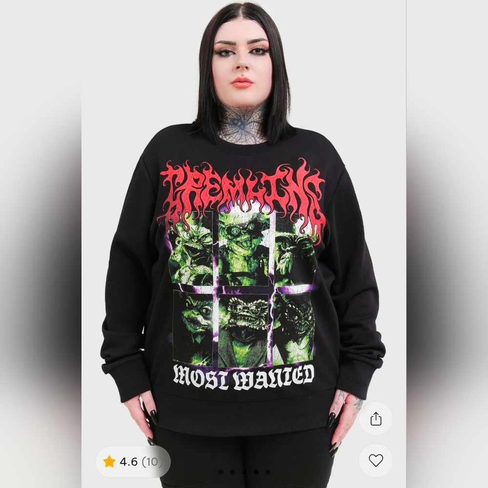 Killstar Black Sweatshirt with Red Graphics Gremlins Most Wanted